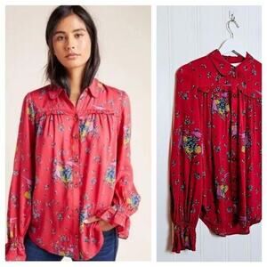 Maeve Anthropologie Top Size 2 Fredericka Button Down Women's Blouse Boho Preppy